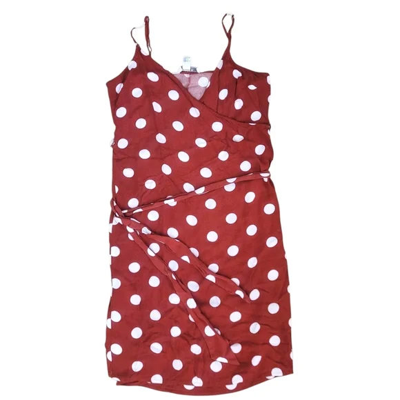 Forever 21 Burgundy and White Polka Dot Midi Dress - Picture 5 of 6